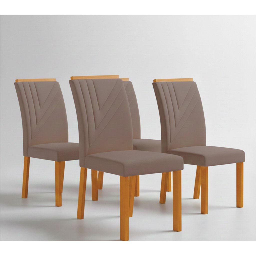 Jogo 4 Cadeiras Miami Yescasa Marrom Bege em Oferta na Shopee