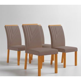 Jogo 4 Cadeiras Miami Yescasa Marrom Bege em Oferta na Shopee