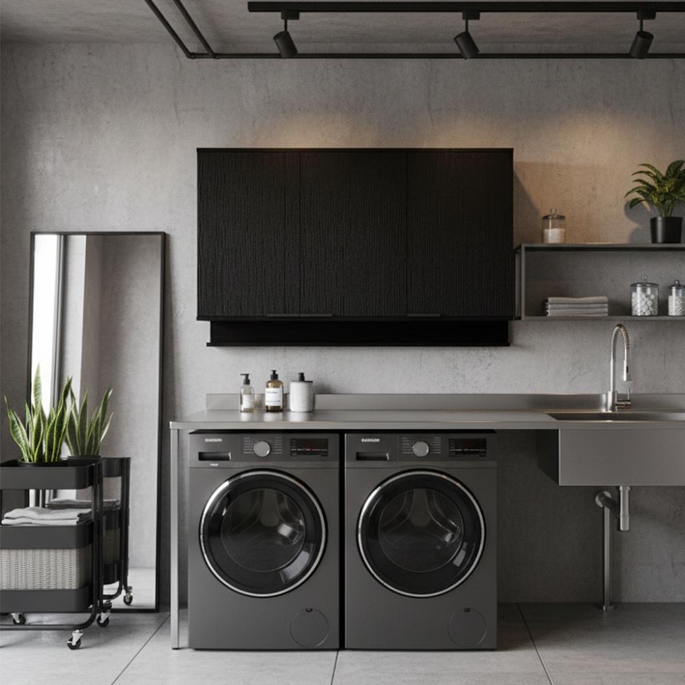 Aéreo de Lavanderia 1200mm 3 Portas Miami Carraro Preto