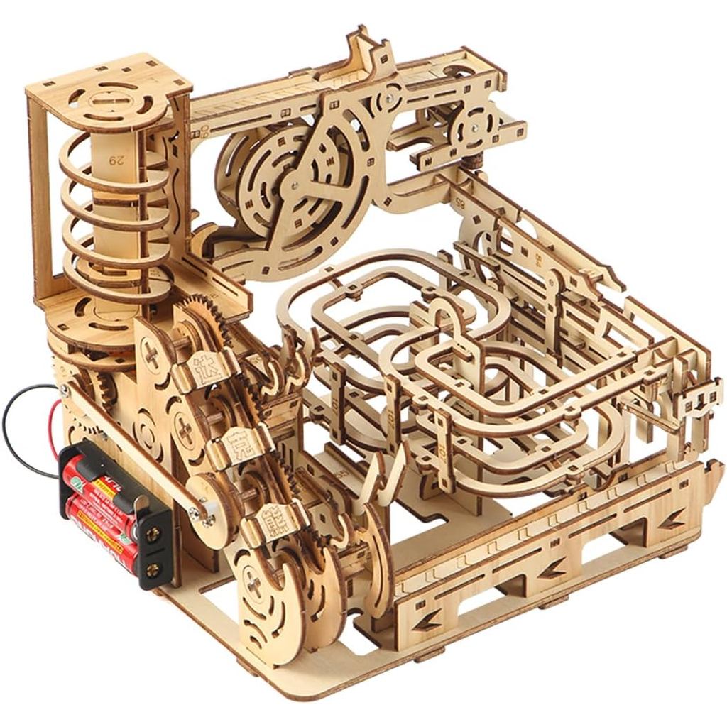 Corrida De Mármore De Passarela Em Espiral De Madeira 3D Para Adultos , Conjunto De Construção De Modelo Mecânico DIY ,
