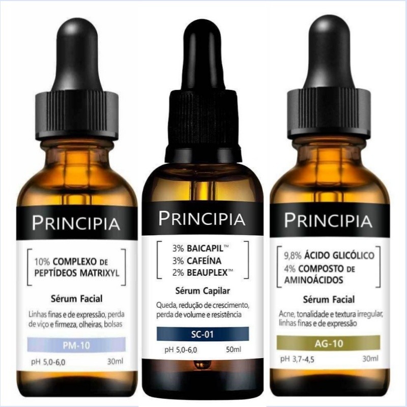 Principia Kit Rejuvenescedor Essencial Trio Sérum Vitamina C + Ácido hialurônico + ácido salicílico