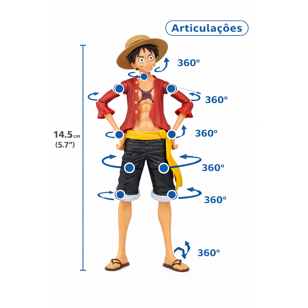 Boneco Articulado Estilo Anime Aventureiro 14,5cm  Brinquedo Infantil Colecionável com Caixa Boneco Luffy