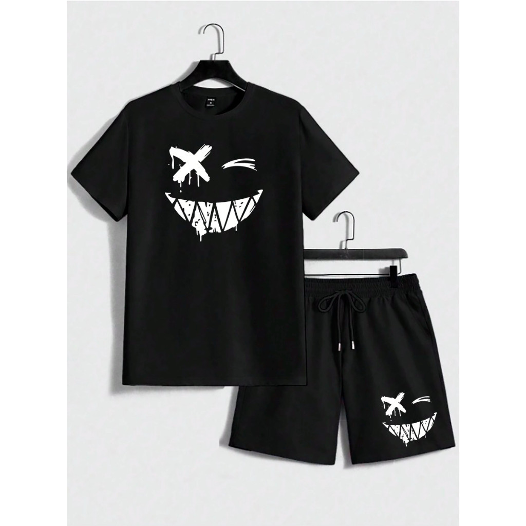 Kit Camiseta Masculina e short tectel Smile Streetwear T-shirt Kit Shorts Camisa Style lançamento