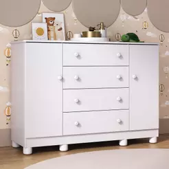 Cômoda Infantil para Bebê 125cm 2 Portas e 4 Gavetas Allegra Multimóveis MP4445