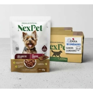 Sachê Cordeiro NexPet Cão Adulto - Caixa com 18 Sachês de 85 Gramas