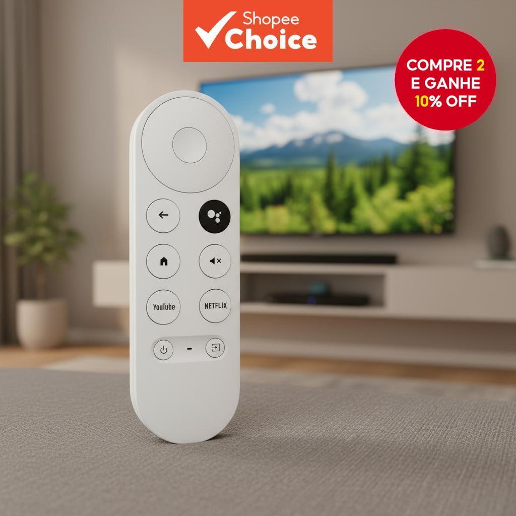Controle Remoto Universal Ativado por Voz para Google Chromecast 4K Snow, Alternativa para Smart TV, Substitui G9N9N