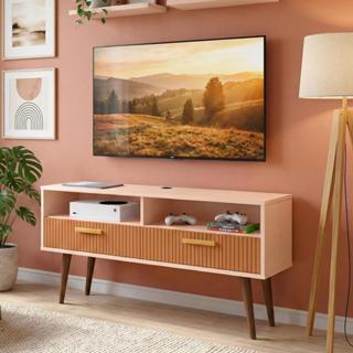 Rack Home Suspenso Copa / Turim com pés  2 Portas Nicho e Puxador de Madeira 110cm - Móveis em Oferta na Shopee