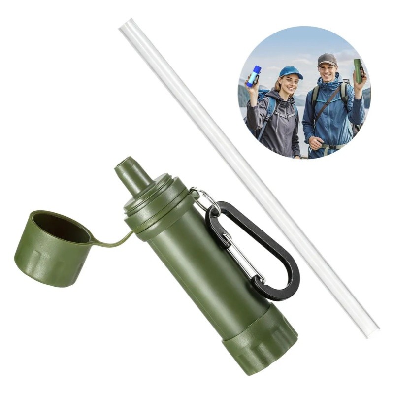Filtro De Água De Sobrevivência Portátil Purificador De Palha Garrafa Acampamento Emergência Ao Ar Livre