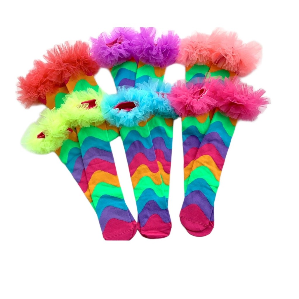 Meia Arco-Íris Com Tule Ideal Para Fantasias Carnaval em Oferta na Shopee