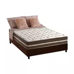 Cama Box Casal: Colchão Molas Anjos Superlastic Classic + Base CRC Suede Brown(138x188)