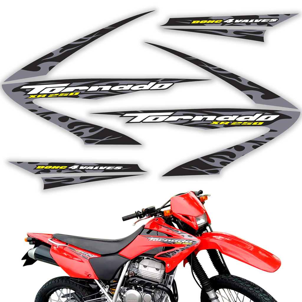 Jogo De Adesivos Tornado Xr 250 Faixas Moto Cartela Premium