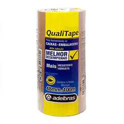 Fita para embalagem Marrom 48mmX100m com 4 rolos Qualitape Adelbras