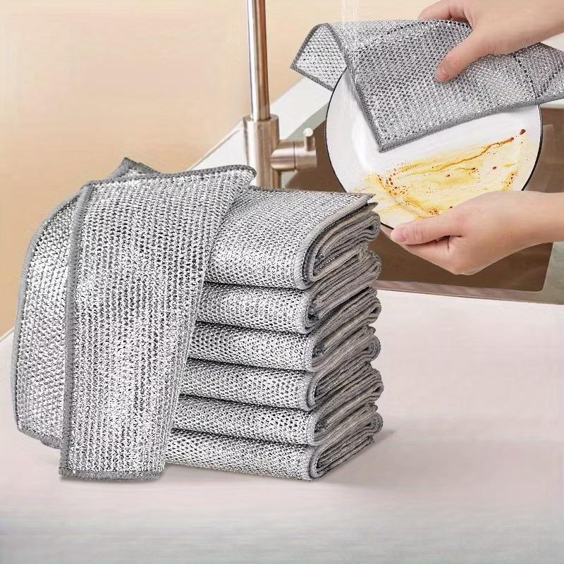 Imagem 6/24 Pcs Panos De Limpeza Aço Premium Reutilizável Área Panela Fogão Toalha Louça
