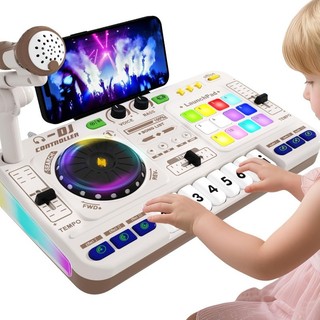 Brinquedo Misturador De DJ Infantil , Mesa Giratória Musical Com Sons De Luzes , Conjunto De Instrumentos De Piano Eletr