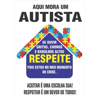 Placa Externa Autismo Autista Aqui Mora Um Autista 15x21 em Oferta na Shopee