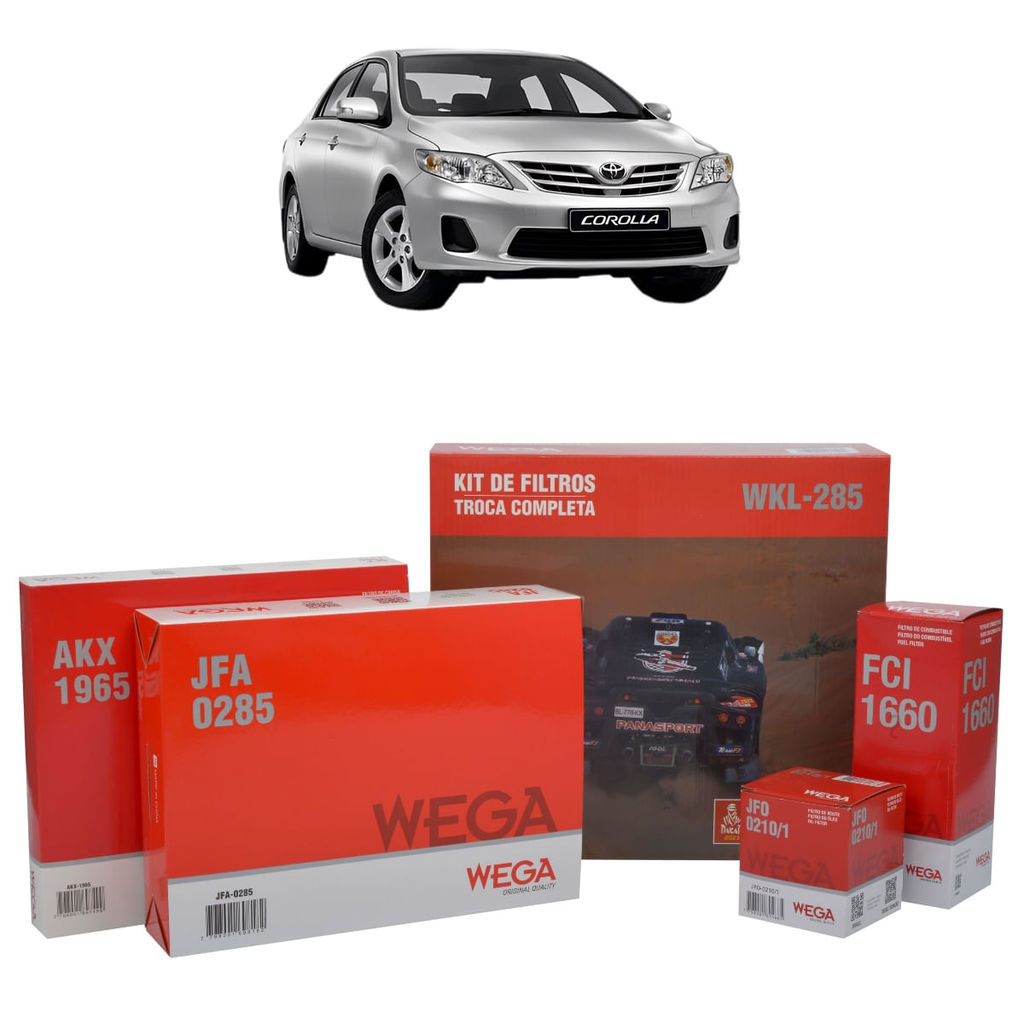 Kit de Filtros Wega Toyota Corolla 1.8 16V Flex 2008 Até 2015