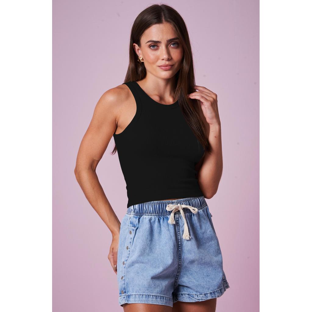 Regata Feminina Canelada Planet Girls Preto