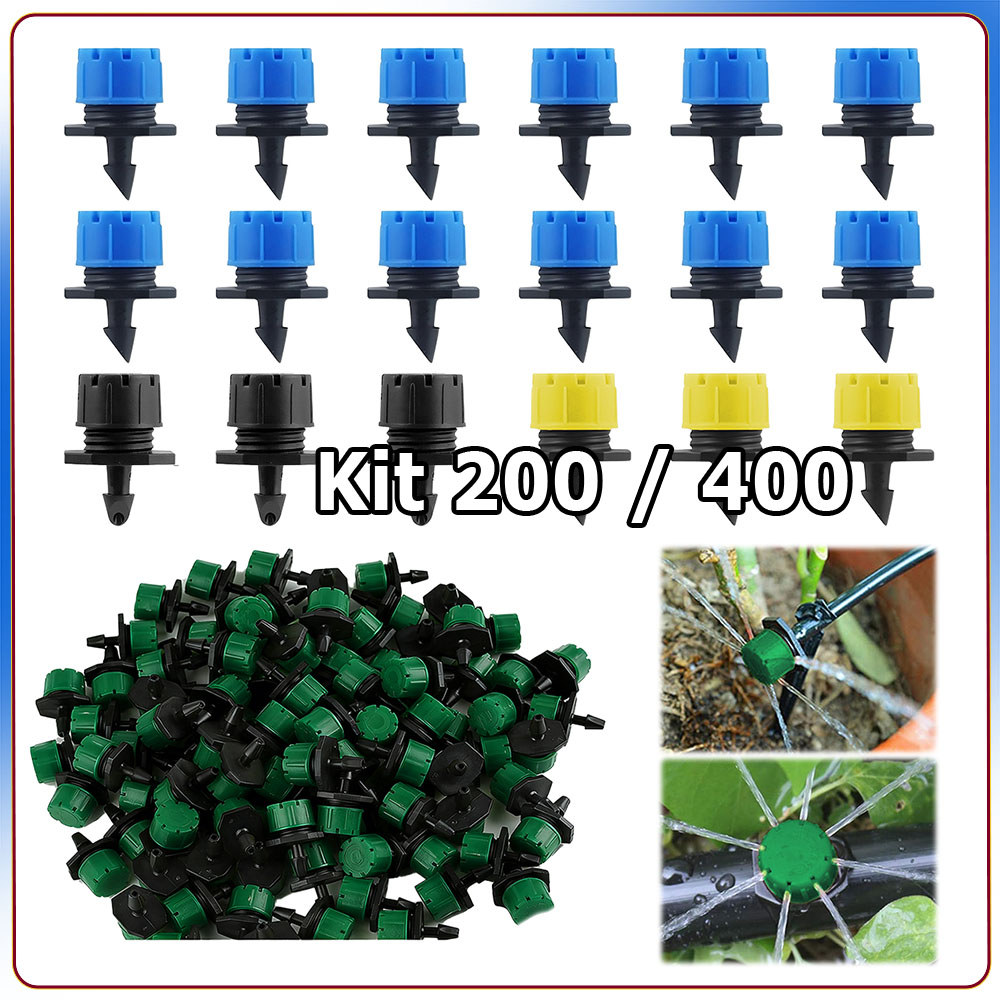 200/400x Cabeçote de irrigação por gotejamento bocal micro-gotejador de 8 orifícios e 360°para sistemas de irrigação