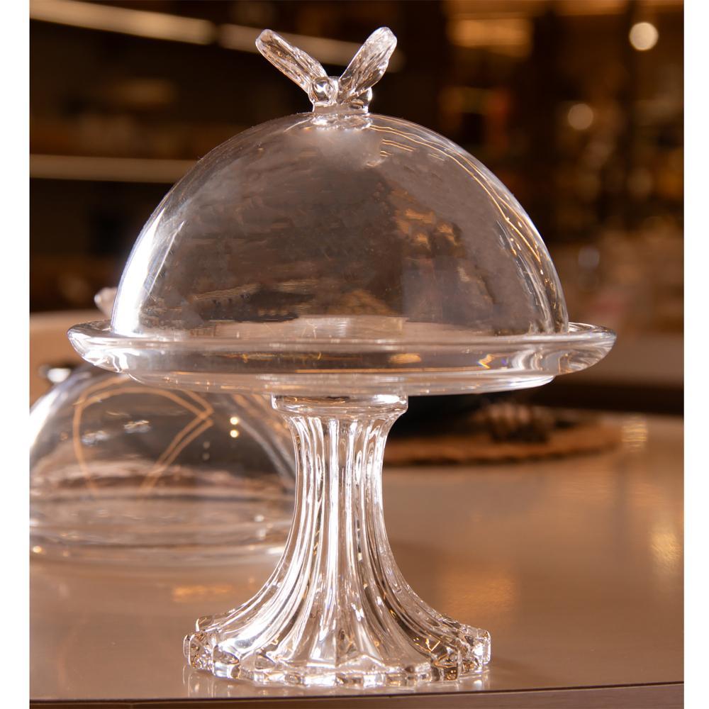 Prato para Doce com Pé e Tampa Bee 15cm Cristal Ecológico Wolff para Bolos Doces Sobremesas Chocolates Mesa Posta Bonito · foto 2