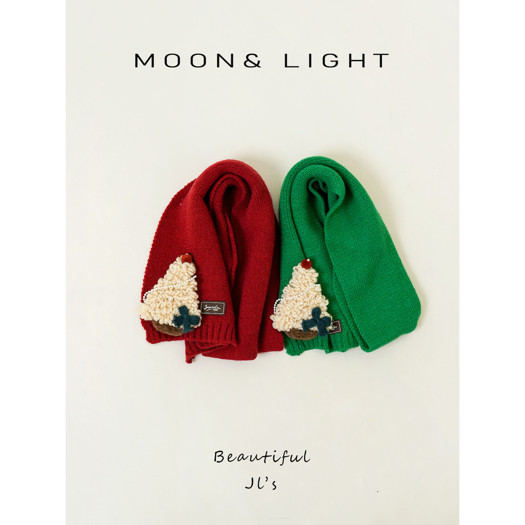 Natal crianças cachecol inverno quente meninos meninas bebê férias pelúcia pequena árvore vermelho malha lã cachecol