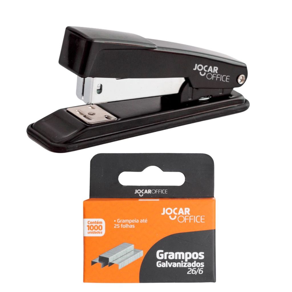 Grampeador Metal + Grampo Galvanizado 26/6 Jocar Office