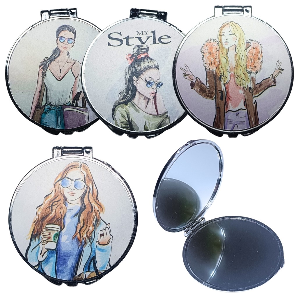 Espelho de Bolso Modelo Redondo Feminino Sortido kits de 1 a 4 Peças
