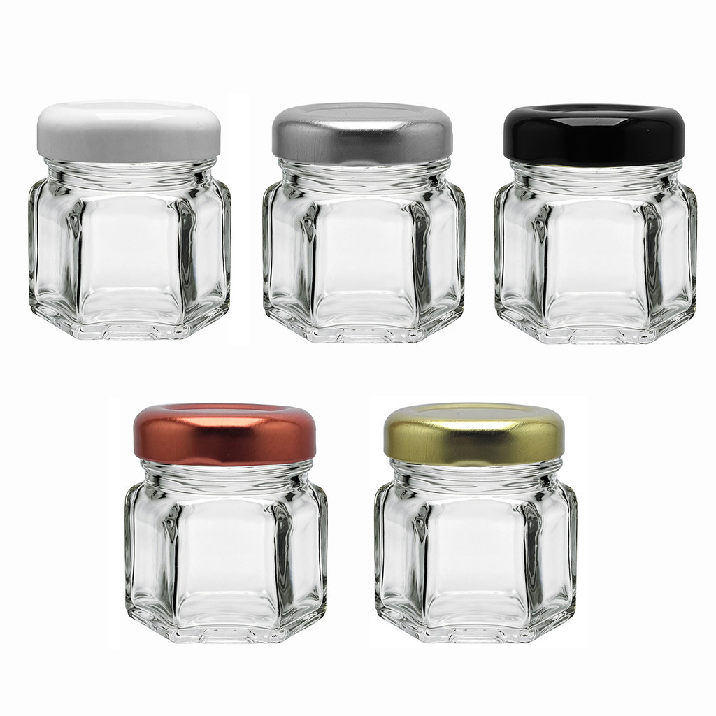 10 potes de Vidro mini geleia brigadeiro de 40 ml sextavado geleinha tampa metal