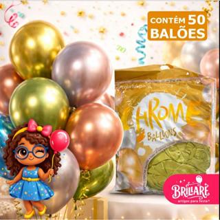BALÃO BEXIGA LATEX 10'' POLEGADAS 50 UNIDADES METALIZADO ALUMINÍO CROMADO em Oferta na Shopee