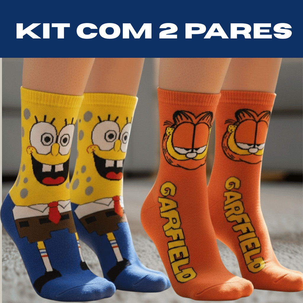 Kit 2 Pares de Meias Divertidas Adulto – Personagens | Unissex em Oferta na Shopee