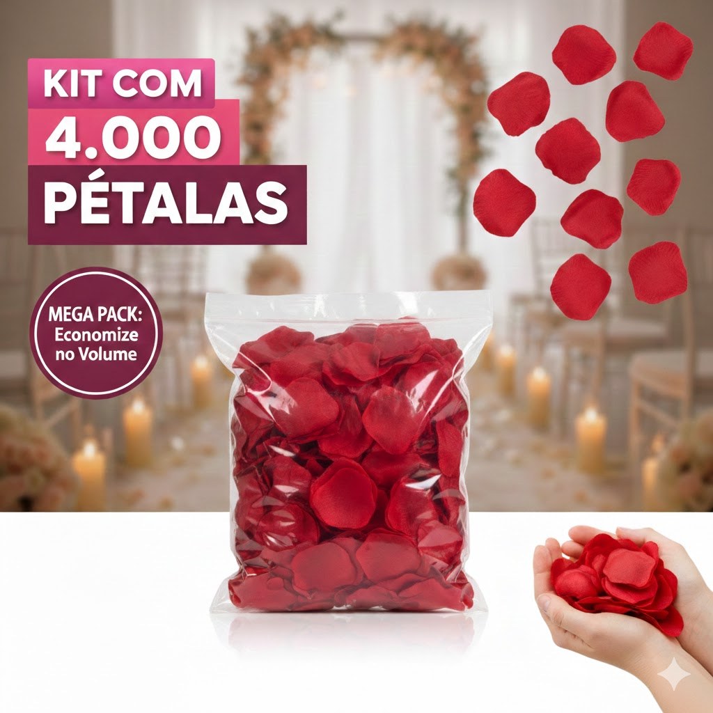 4000 Pétalas De Rosas Artificiais Branca ou Vermelha Casamento Festas Noivas Decoração Kit 1000/2000/3000 Romântico