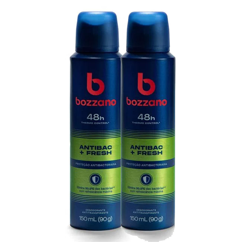 Kit 2 Desodorante Bozzano Antibac e Fresh Aerossol Antitranspirante Masculino 150ml em Oferta na Shopee
