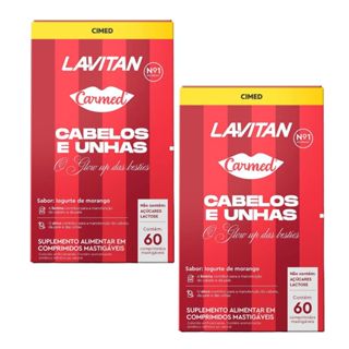 Kit 2 unidades do Lavitan Carmed Cabelos e Unhas com 60 Comprimidos em Oferta na Shopee