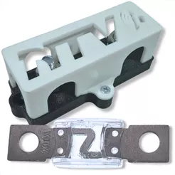 KIT PORTA FUSÍVEL MEGA COM FUSÍVEL 200 AMPERES PARA SOM AUTOMOTIVO BARRAMENTO 3 VIAS