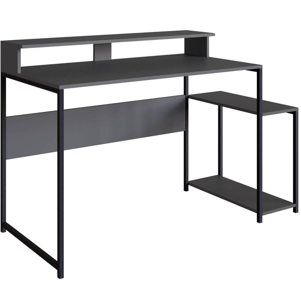 Mesa Gamer Ryze Preto Grafite 135x61x90cm Mesa de Computador Escrivaninha Placa e Ponto