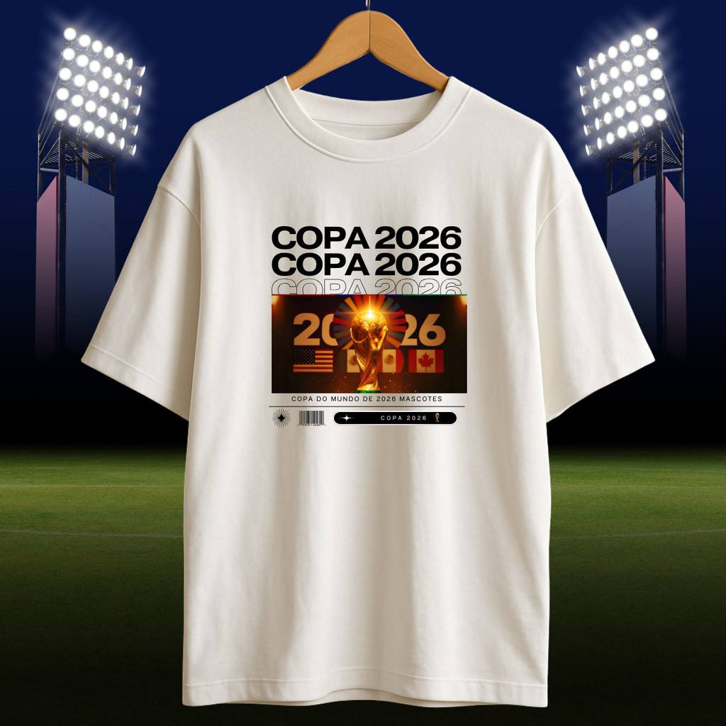 Camiseta Oversized Masculina Estampada Copa 2026