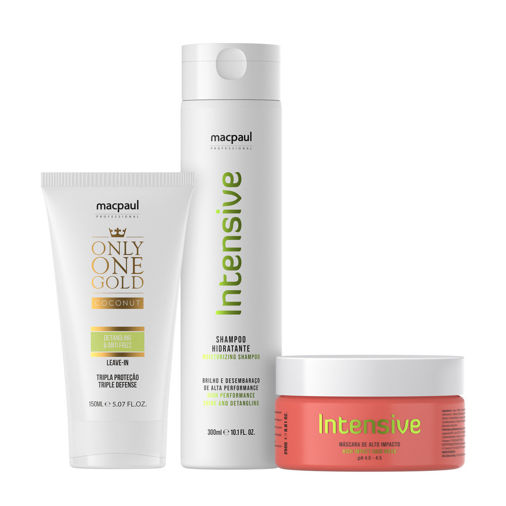 Kit Shampoo e Máscara de morango Intensive e leave-in only one gold coconut - Macpaul professional