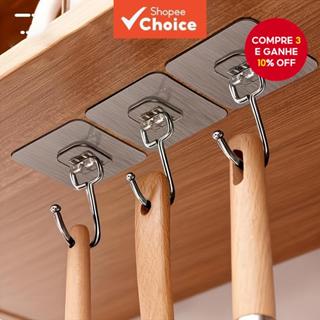 10/20 Unidades De Ganchos Adesivos Fortes – De Parede Sem Perfuração Para Banheiro E Cozinha em Oferta na Shopee