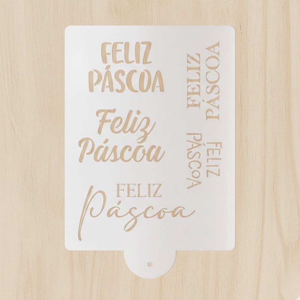 Stencil de Páscoa - Lettering Feliz Páscoa - 15x20cm - 1 unidade - Cromus - Rizzo em Oferta na Shopee