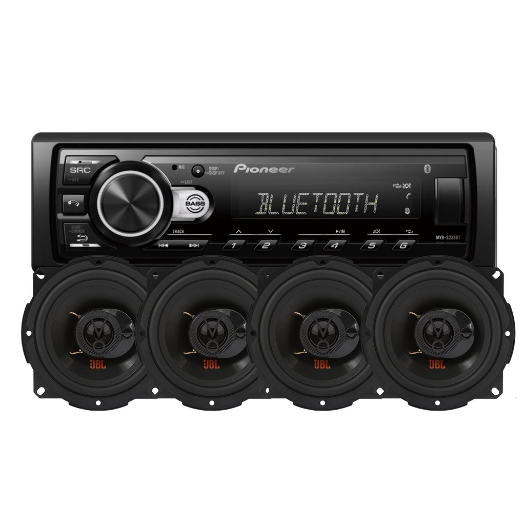 Radio Som Automotivo Pioneer Mvh S235 Bt + 4 Alto Falante Jbl 5 Pol Flex 5trfx55 110Wrms