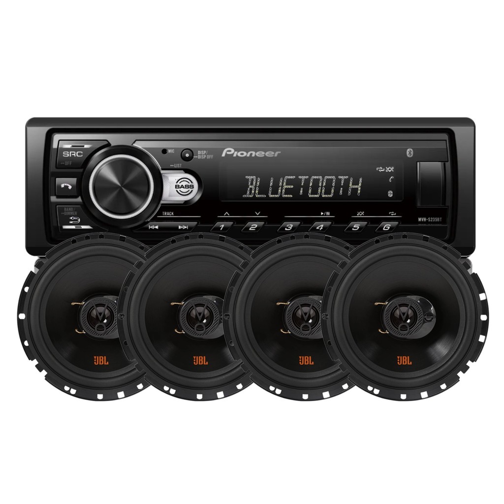 Radio Som Automotivo Pioneer Mvh S235 Bt + 4 Alto Falante Jbl 6 Pol Flex 100 Wrms