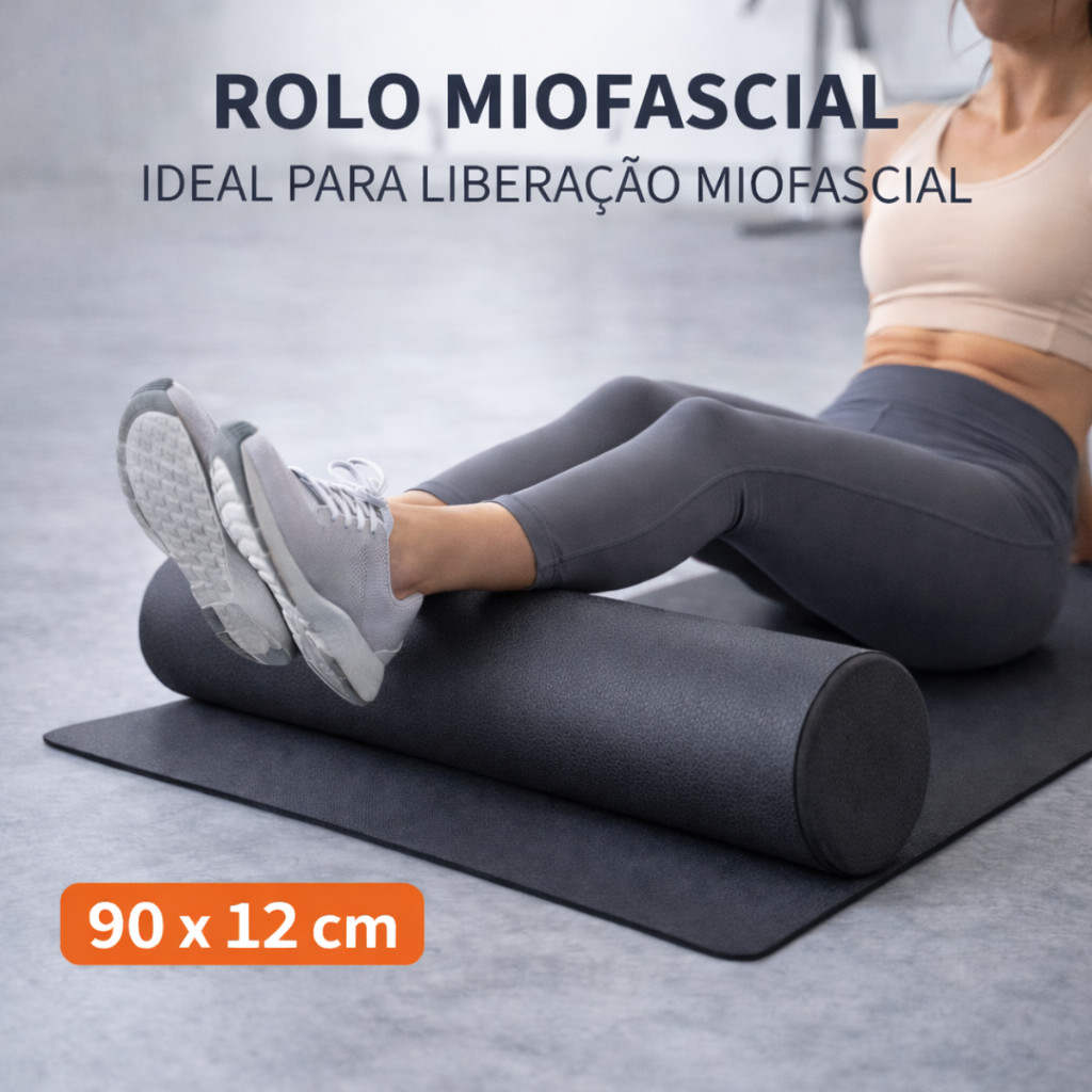 Rolo Miofascial Profissional 90cm x 12cm Para Yoga Pilates Treino Funcional