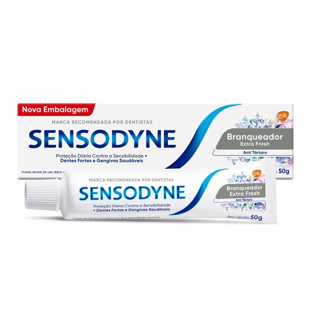 Creme Dental Sensodyne Premium Branqueador Extra Fresh 50g em Oferta na Shopee
