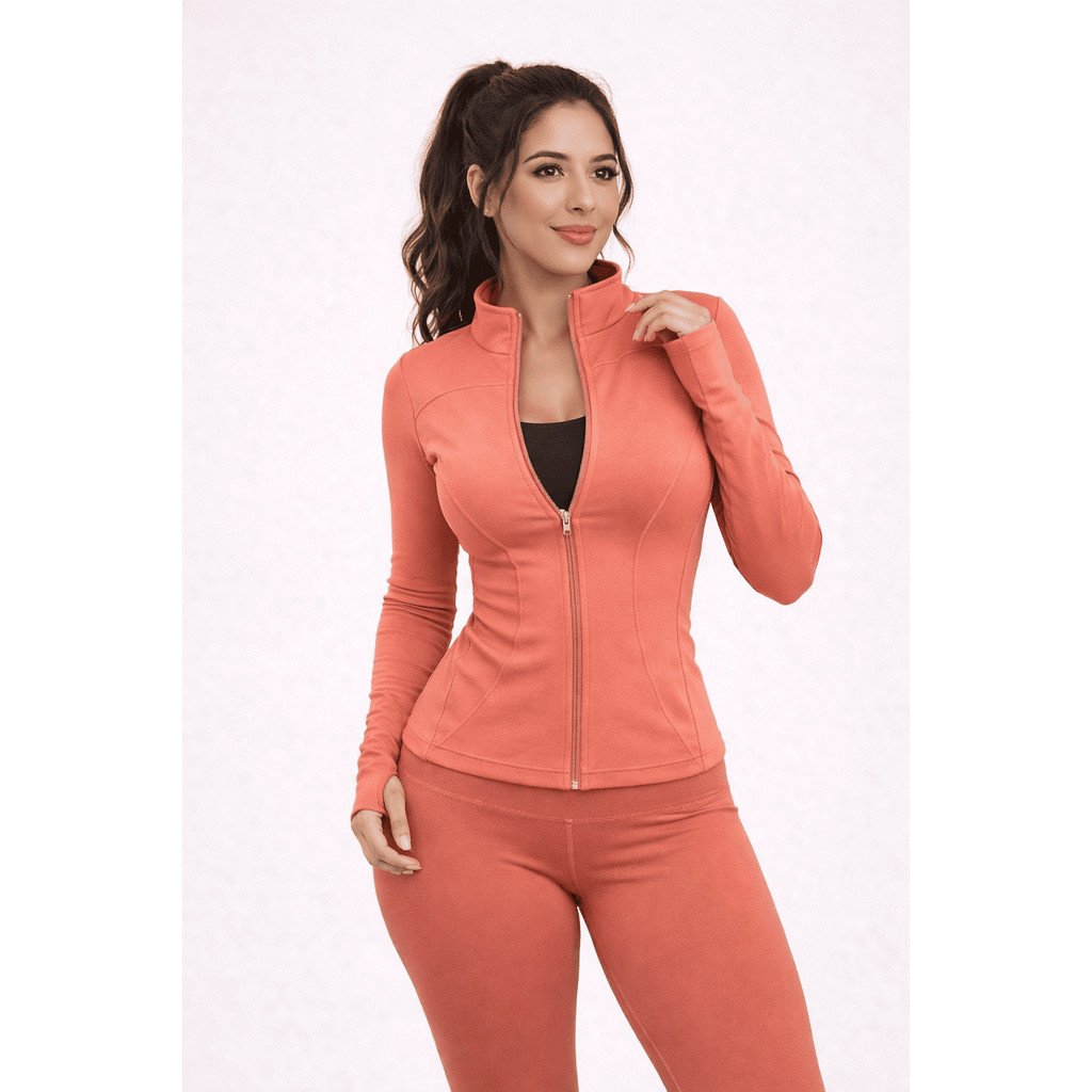 Jaqueta Esportiva Feminina Fitness Slim Fit em Oferta na Shopee