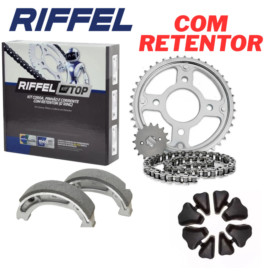 KIT RELAÇÃO TRANSMISSÃO COM RETENTOR ORIGINAL RIFFEL TITAN 160 START FAN 160 +