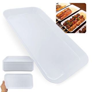 10 Travessas Retangulares 31cm Brancas Buffet Churrascaria Porção em Oferta na Shopee