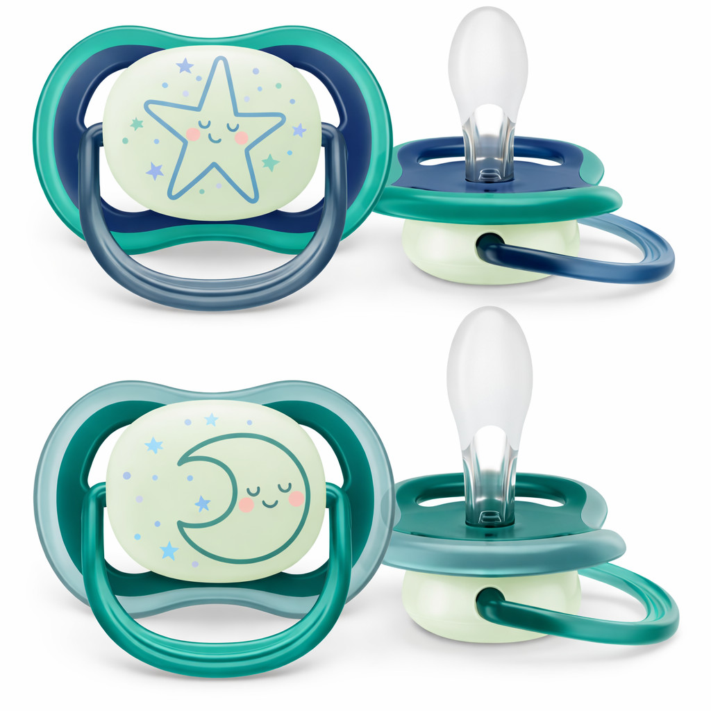 Kit 2 Chupetas Ultra Air Noturna De 6-18 Meses Dupla Azul e Verde Infantil - Philips Avent em Oferta na Shopee