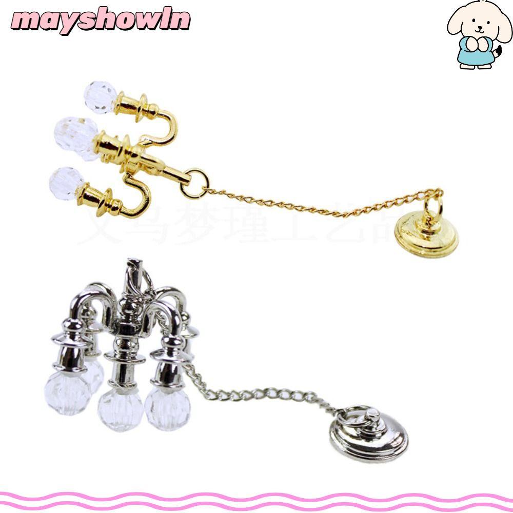 MAYSHOWLN Mini Lustre De Cinco Cabeças , Vintage Em Miniatura Para Cena De Jogo Dourado/Prateado , Escala 1 : 12