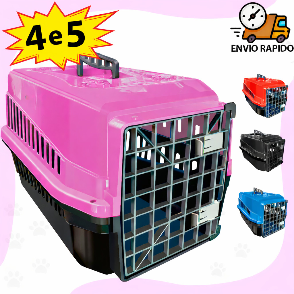 Caixa de Transporte N 4 ou 5 Cachorro Gato Coelho Caixa de Transporte Pet 2 Travas 1 Alça em Oferta na Shopee
