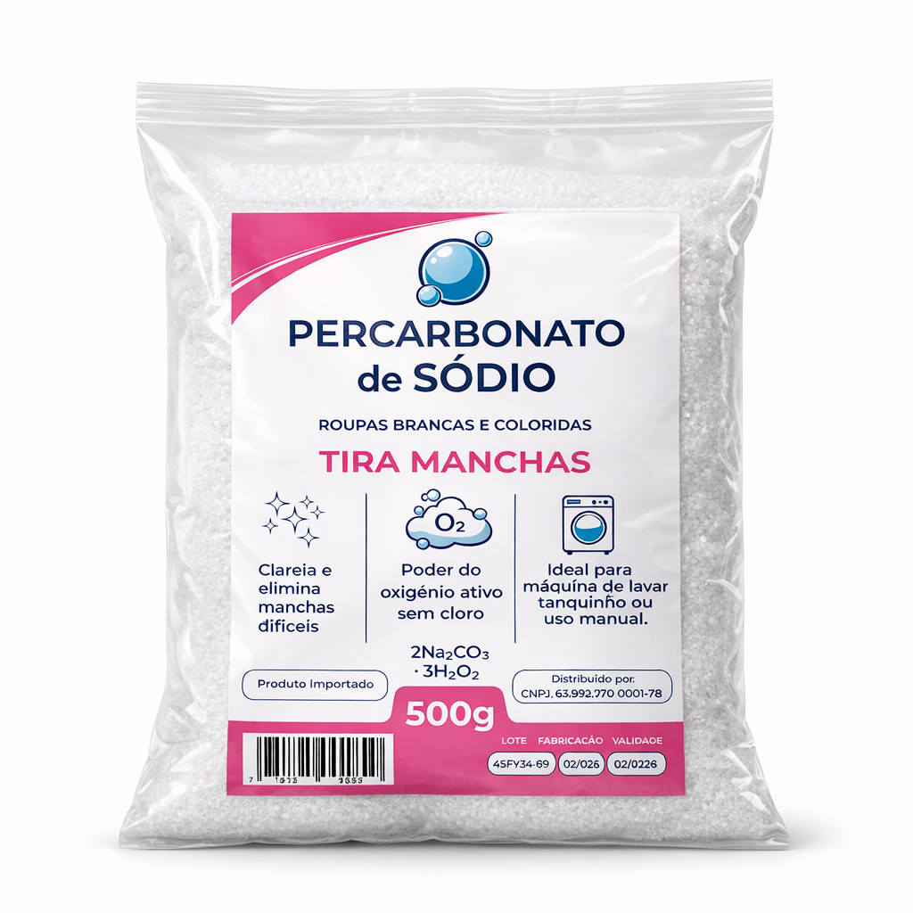 Percarbonato de Sódio Puro Limpeza Em Geral Tira Manchas Roupas 100% Brancas 500g/1kg /2kg