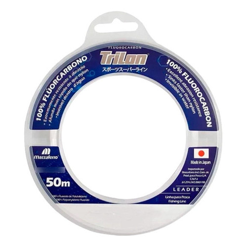 Linha Mazzaferro Trilon 100% Fluorcarbono 0,40mm 21,7lb- 50m Transparente 0.40mm